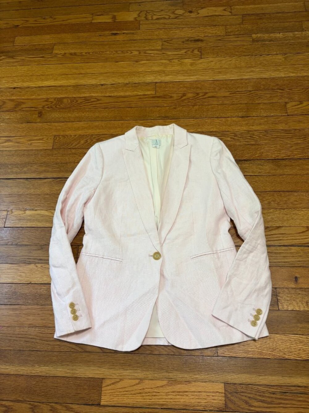 J. Crew Women’s Blazer Jacket Size 8 Pink 100% Linen Holland One Button Lined